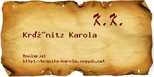 Kránitz Karola névjegykártya